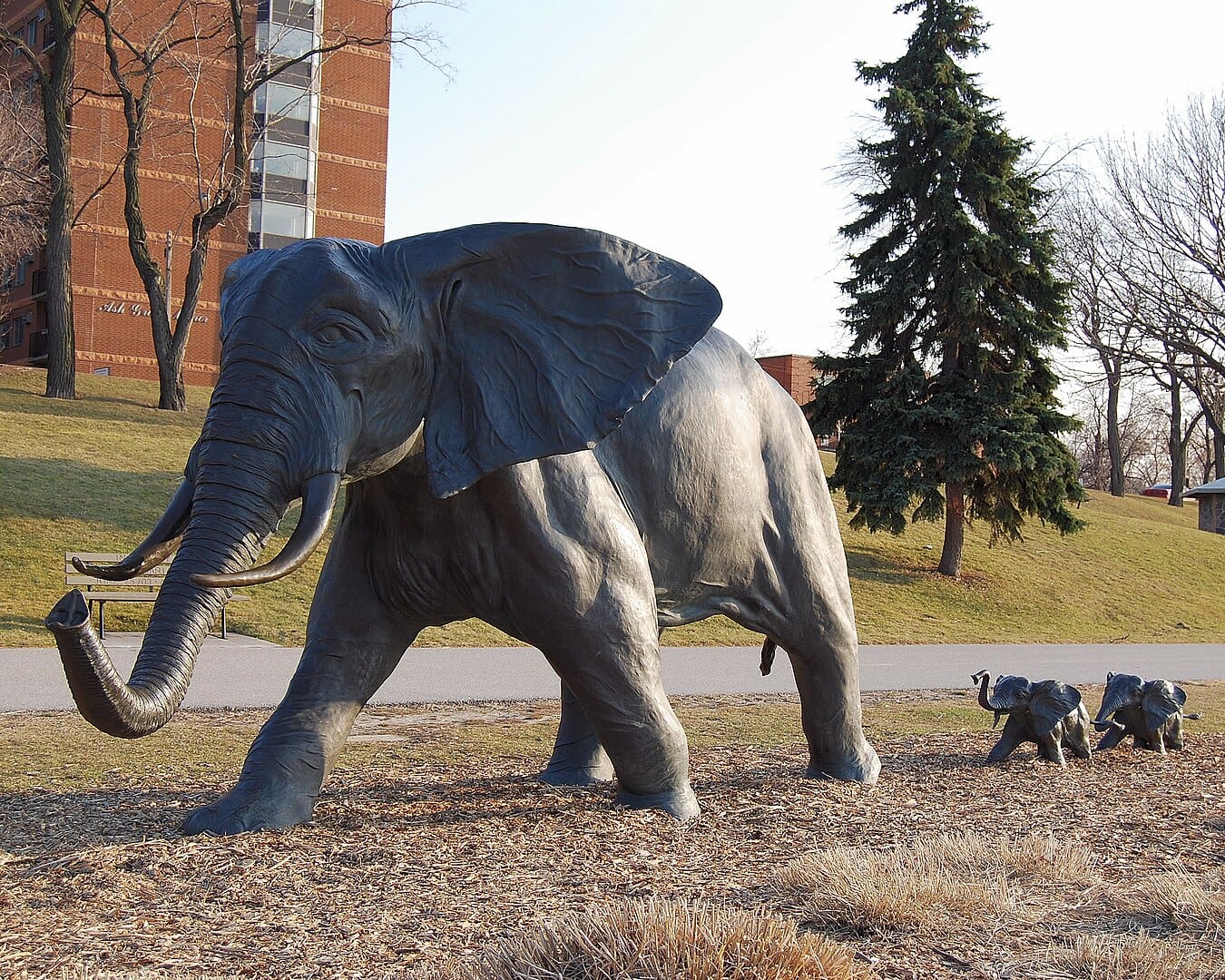 elephant sculpture at Odette sculpture park near university of windsor canada