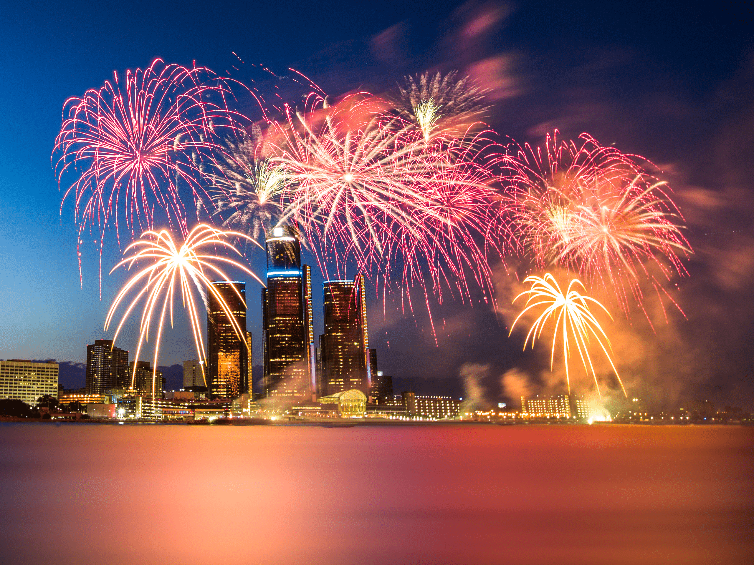 fireworks across detroit skyline freedom festival