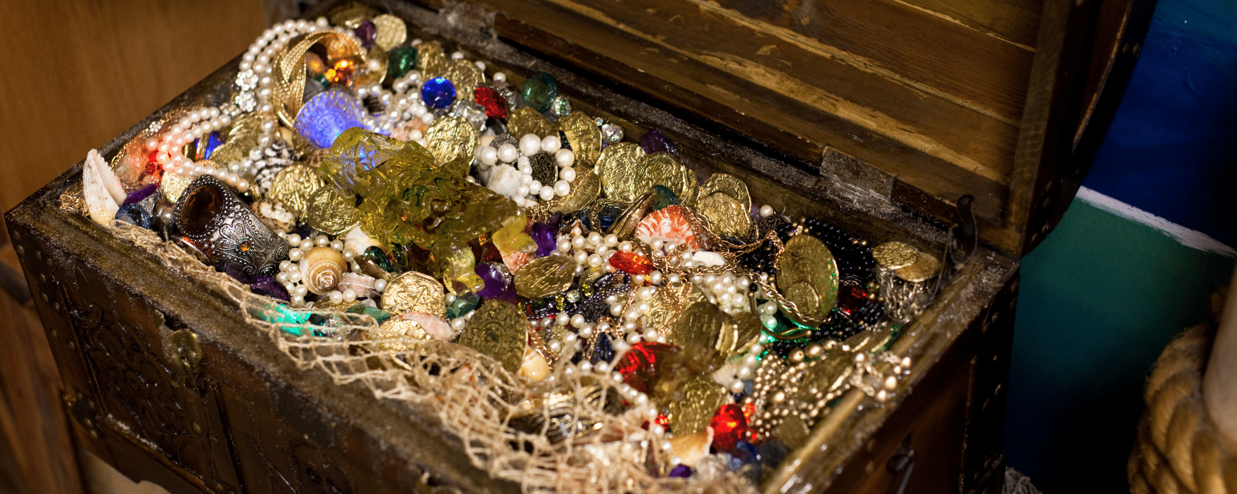 chest filled with gold and precious jewels