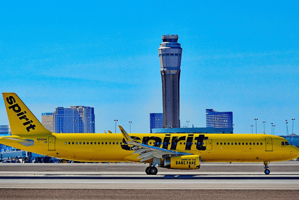 yellow and black spirit airlines flight