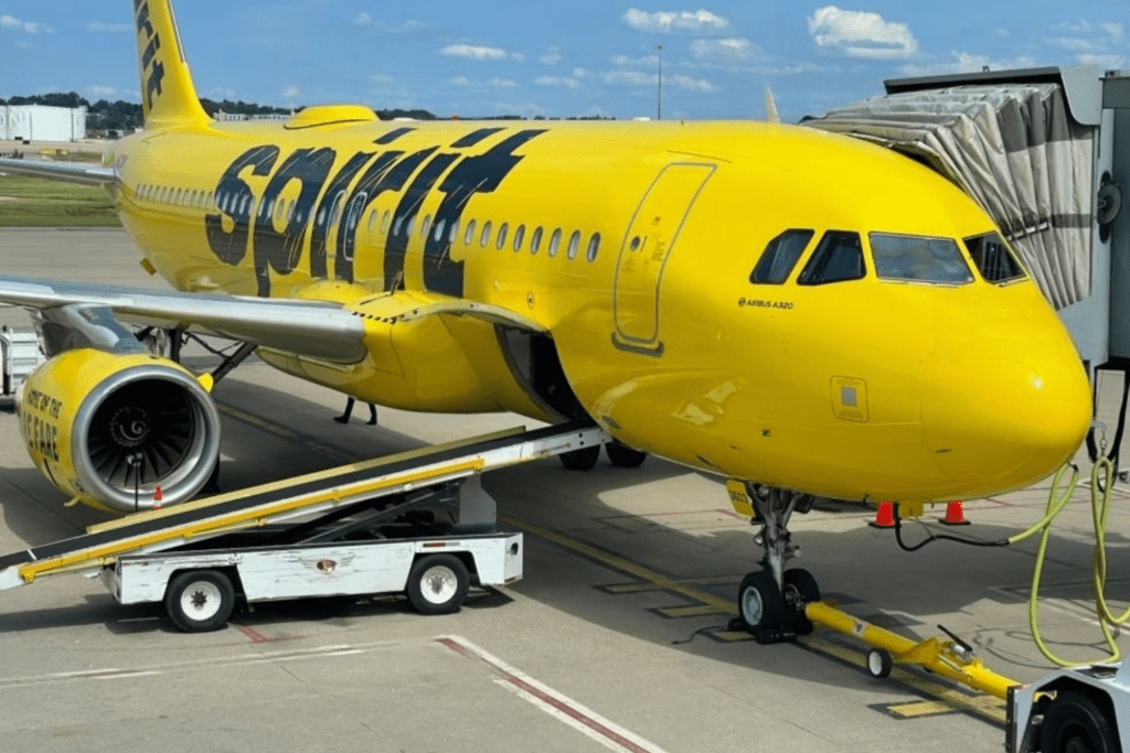 Yellow Spirit Jet at Airport