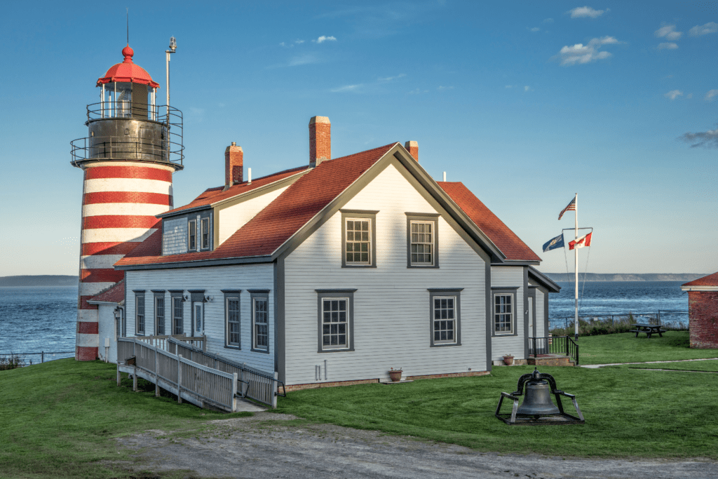 the beautiful West Quoddy Head, Maine and the lighthouse at the easternmost point in the united states