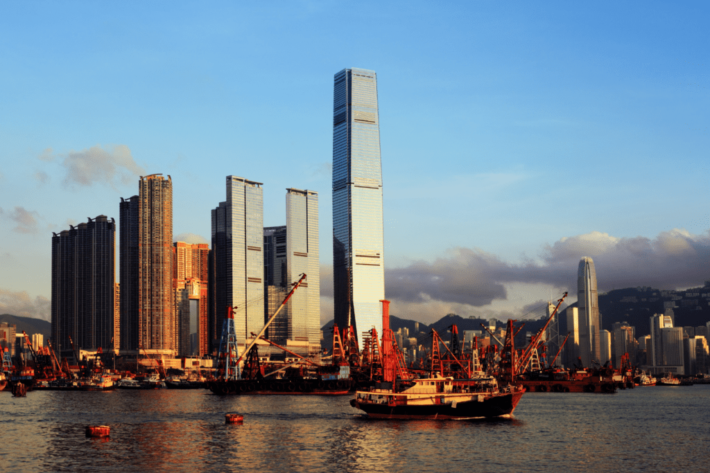 International Commerce Centre adding to Hong Kong skyline view.