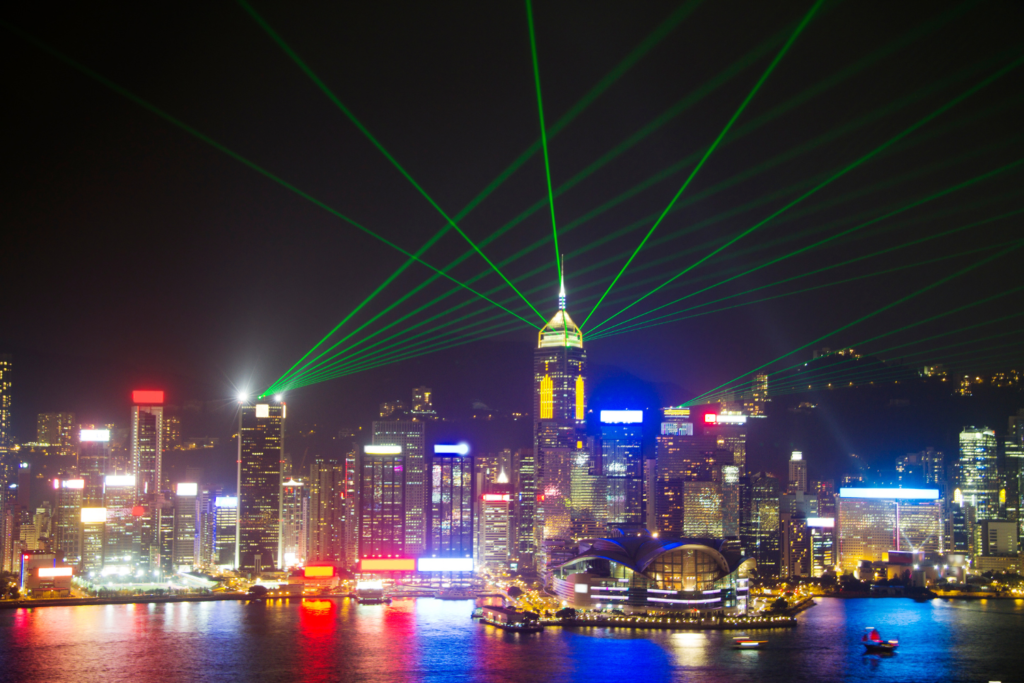The Symphony of Lights show, an amazing light and sound show adding to best Hong Kong skyline views.