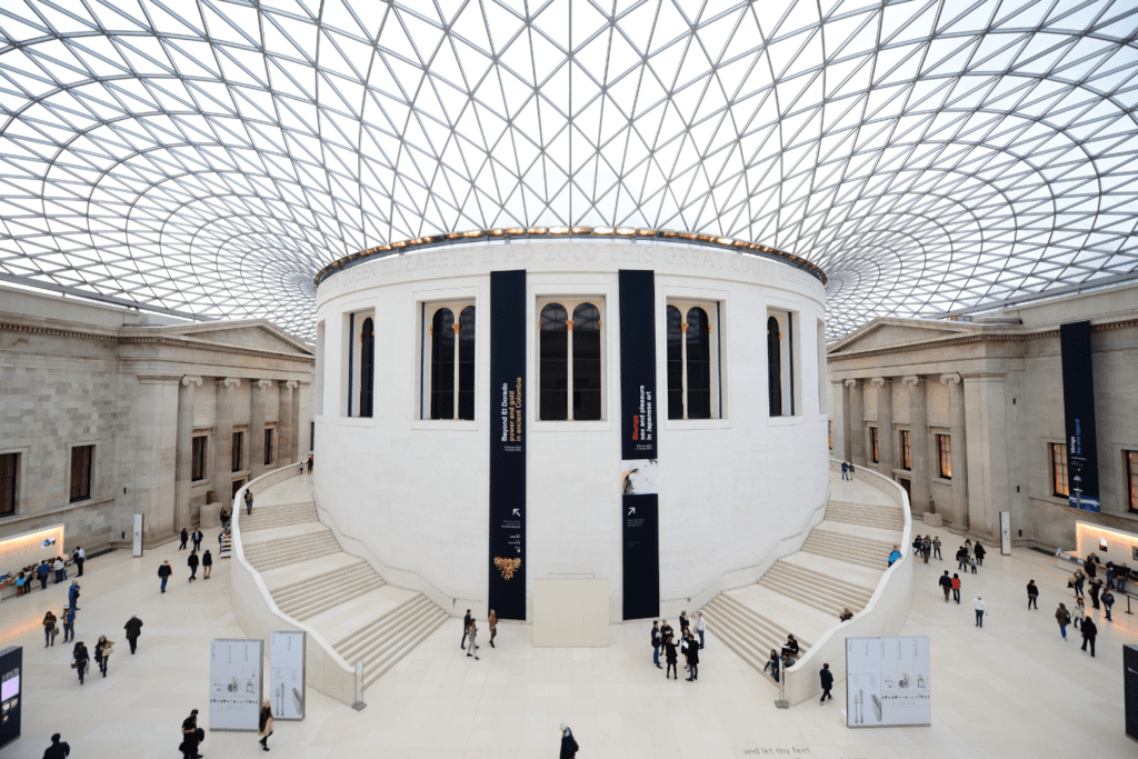 people inside British museum in a London walking tour