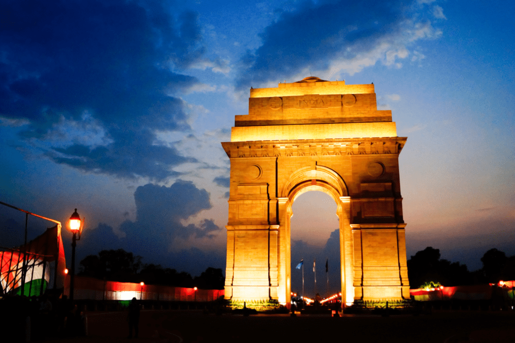 Night at India Gate, Delhi, best bachelor destination in India.